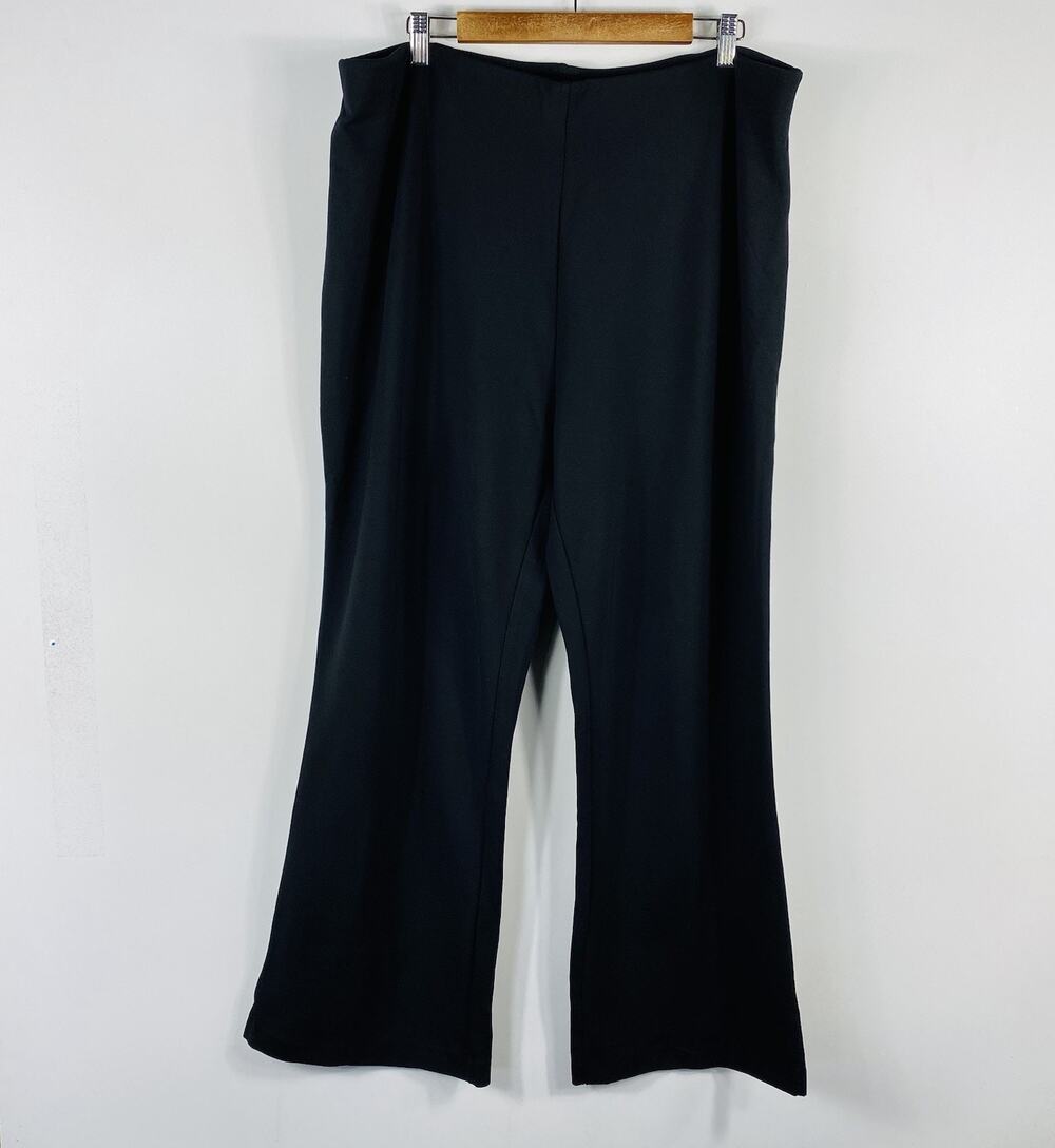 Tahari Pants 3X Black Ponte Knit Pull On Wide Leg Stretch Career Casual